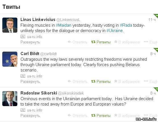 Главы МИД Польши, Швеции и Литвы раскритиковали законы большинства в Украине
