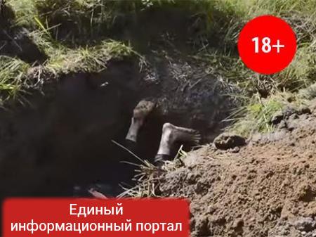 В Сети появилось видео, как неизвестные якобы живьем закапывают «сепаратиста» на Украине