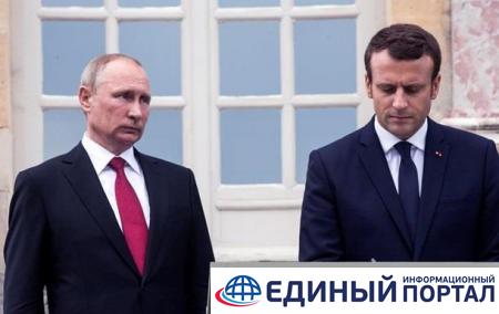 Макрон при Путине назвал гостелеканал РФ лживым