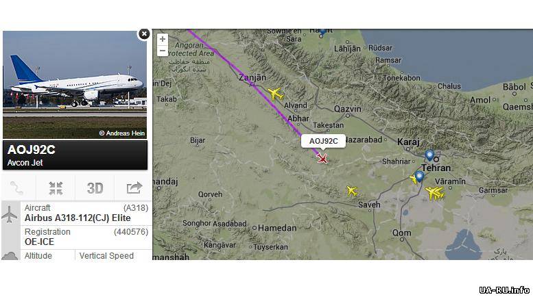 Самолет Януковича приземлился в Фуджайра, ОАЭ