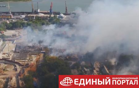 Масштабный пожар в Ростове сняли с воздуха
