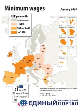 Стал известен размер "минималки" в странах ЕС