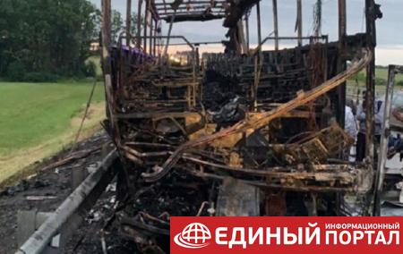 В России сгорел автобус из Донецка, есть пострадавшие